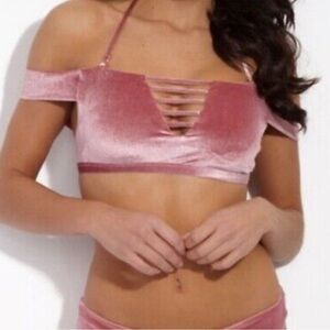 Radio Fiji Mandala bra crushed velvet pink swim top